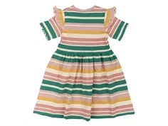 Multifarvet stribet kjole med korte ærmer og flæser fra The New Siblings TNST6238 Ocean dress multi stripe bagfra